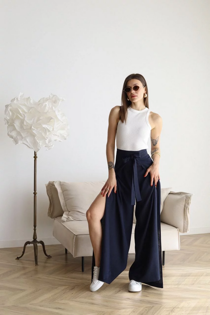 ARIANE – PANTALON EN LIN À JAMBE LARGE POUR FEMMES