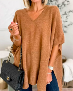 Erica - Pull Poncho Uni Ample à Col V