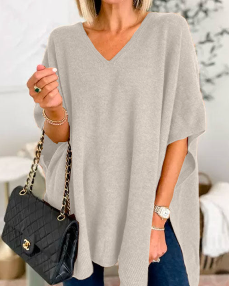 Erica - Pull Poncho Uni Ample à Col V