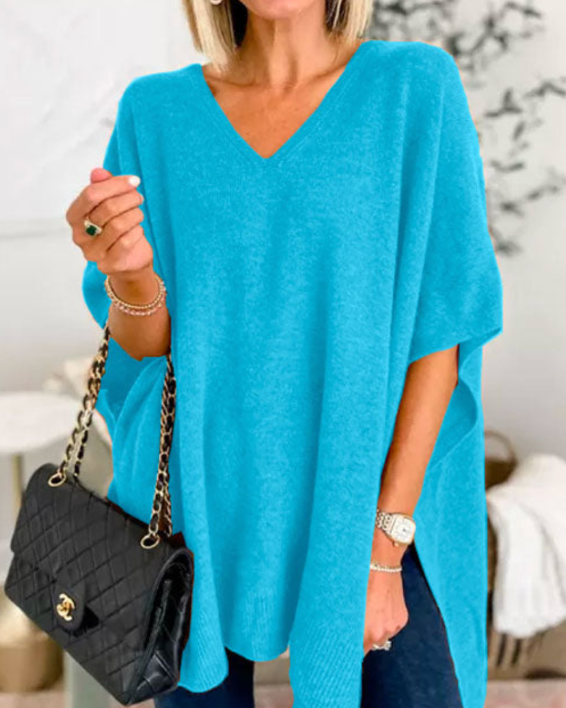 Erica - Pull Poncho Uni Ample à Col V