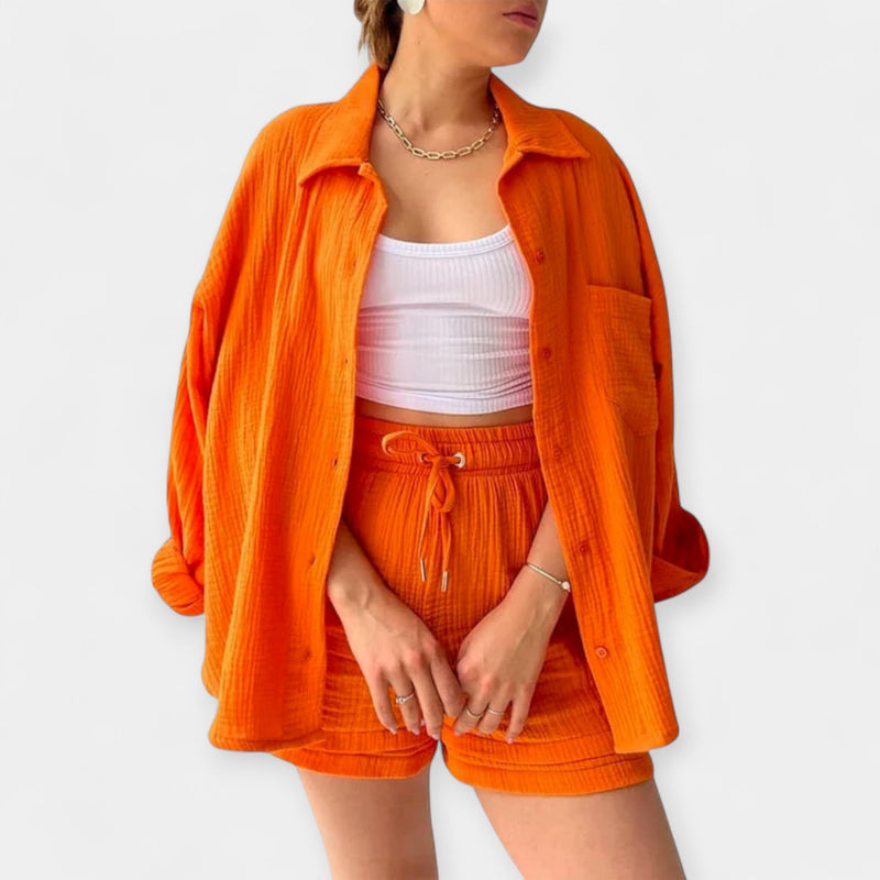 Ensemble haut d'été bicolore et short