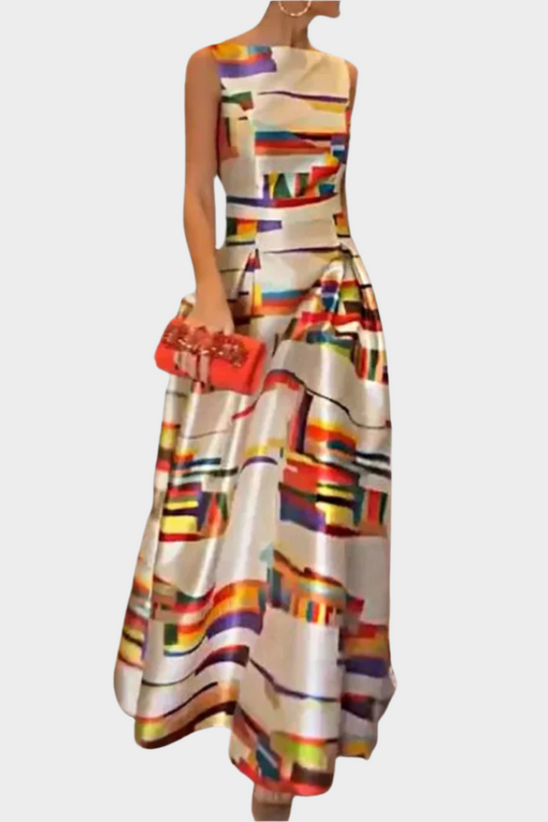 Robe maxi avec sensation linéaire et texture brillante