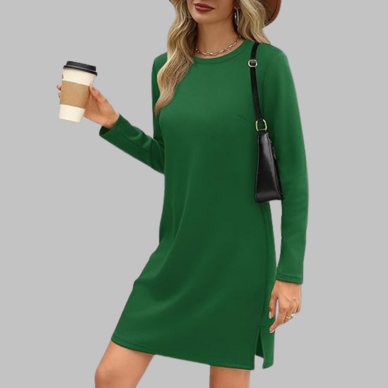 Tiana - Robe Mini Décontractée à Manches Longues et Col Rond