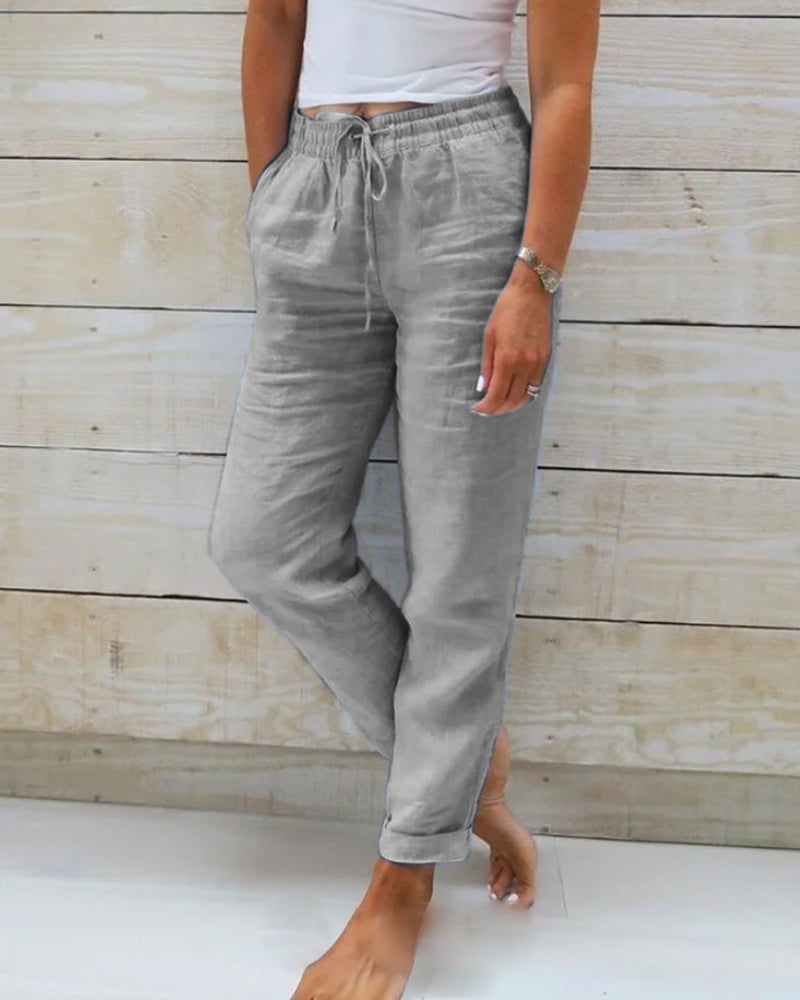 Allison | Pantalon sur mesure en coton-lin de luxe