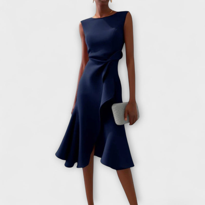 Juliette – Robe midi drapée asymétrique