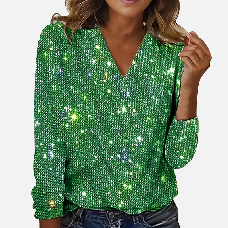 Jamie | Blouse à col en V avec motif diamant