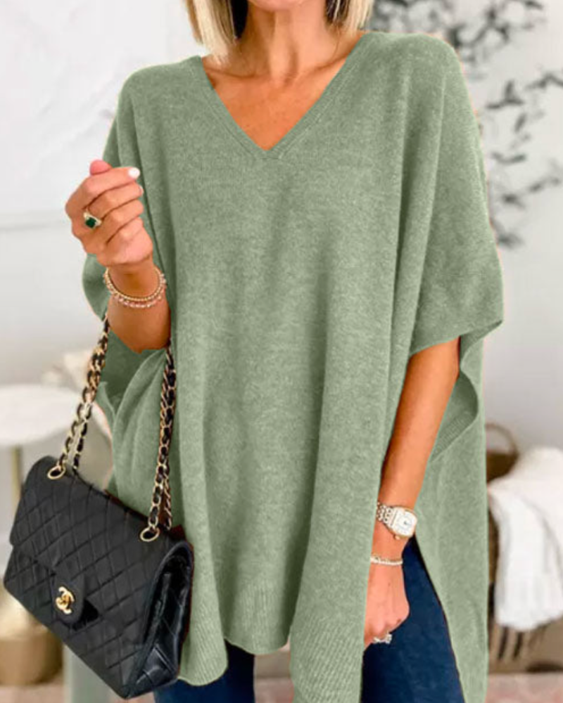 Erica - Pull Poncho Uni Ample à Col V