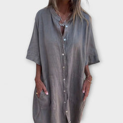 Melanie - Robe chemise midi décontractée inspirée d'Ibiza