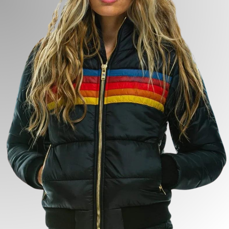 Marietta | Veste zippée avec rayures arc-en-ciel