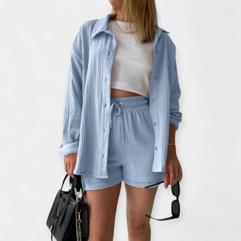 Ensemble haut d'été bicolore et short