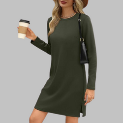Tiana - Robe Mini Décontractée à Manches Longues et Col Rond