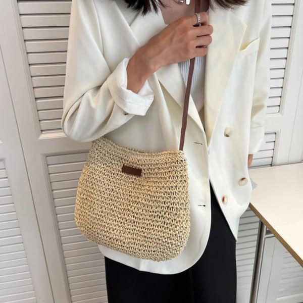 Mary - Sac bandoulière rétro en paille