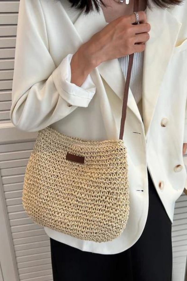 Mary - Sac bandoulière rétro en paille