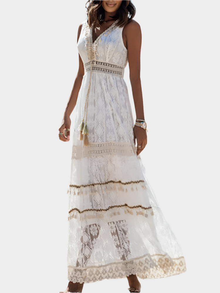 Robe rétro avec style bohème et lien