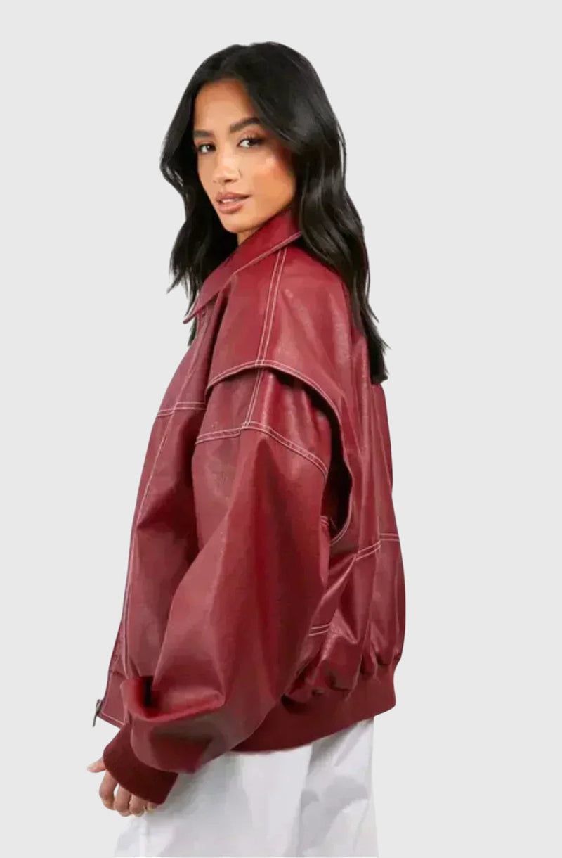 Faye™ - Veste en cuir surdimensionnée
