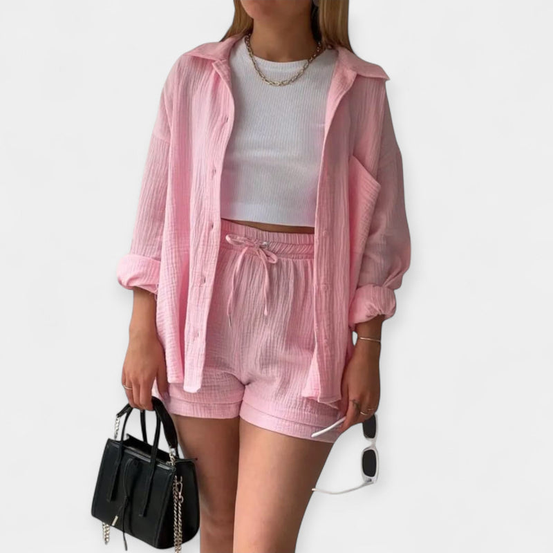Ensemble haut d'été bicolore et short