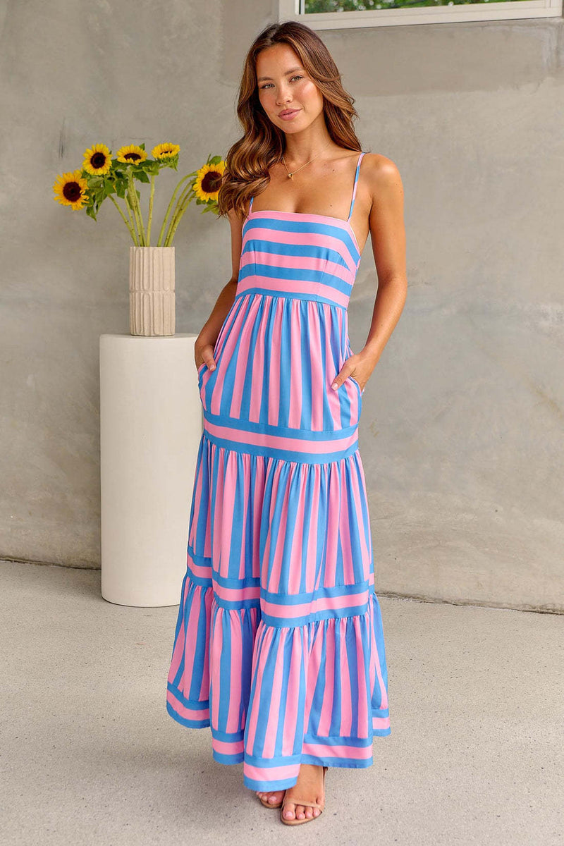 Robe Maxi Ambiance Côtière – Confort & Couleur en Un