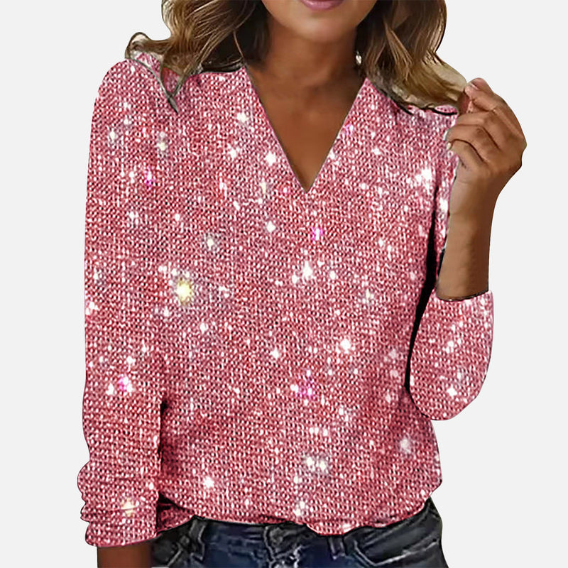 Jamie | Blouse à col en V avec motif diamant