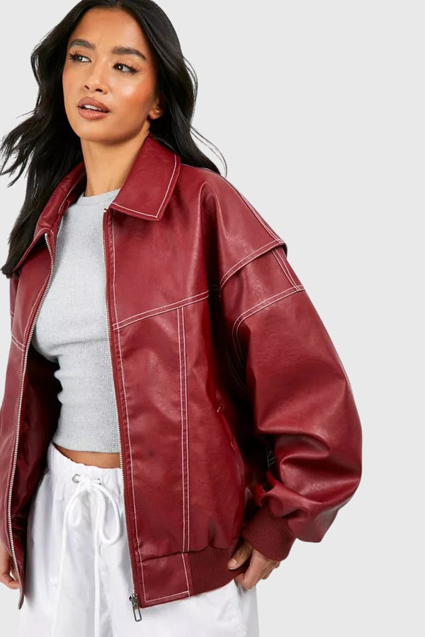 Faye™ - Veste en cuir surdimensionnée