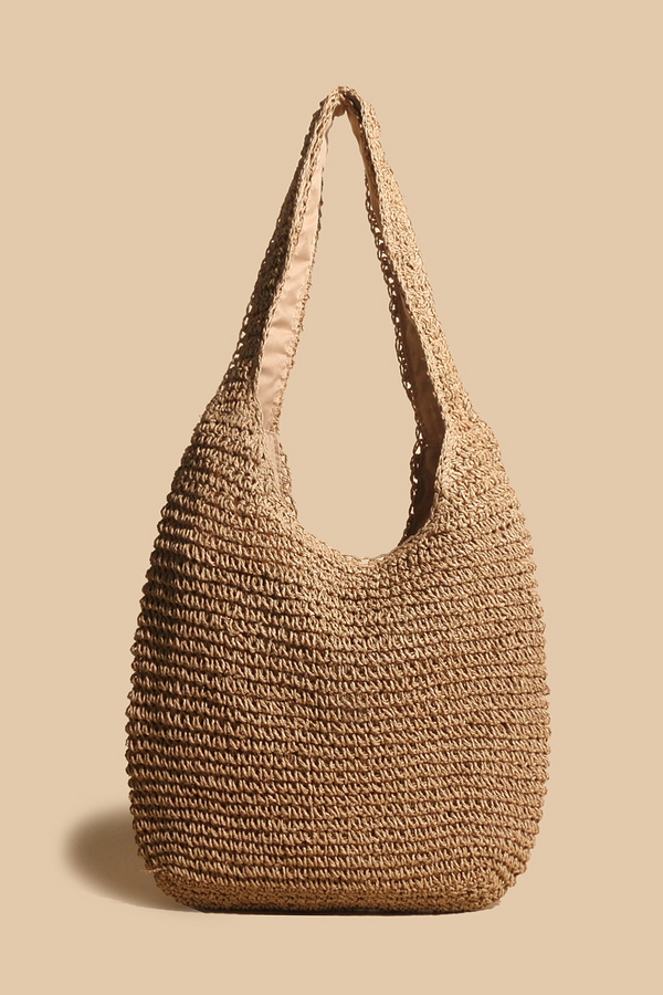 Valeria - Sac à Épaule Élégant en Paille Tressée en Rotin