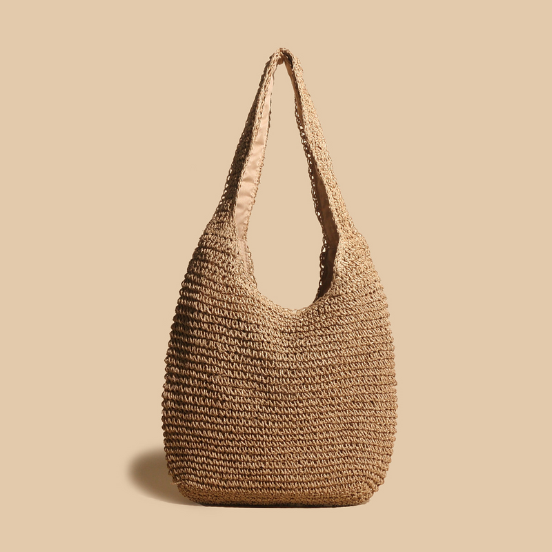 Valeria - Sac à Épaule Élégant en Paille Tressée en Rotin