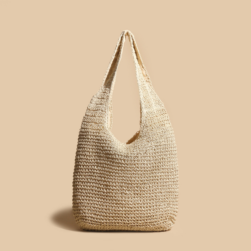 Valeria - Sac à Épaule Élégant en Paille Tressée en Rotin