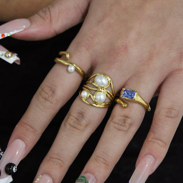 Bague géométrique en perle