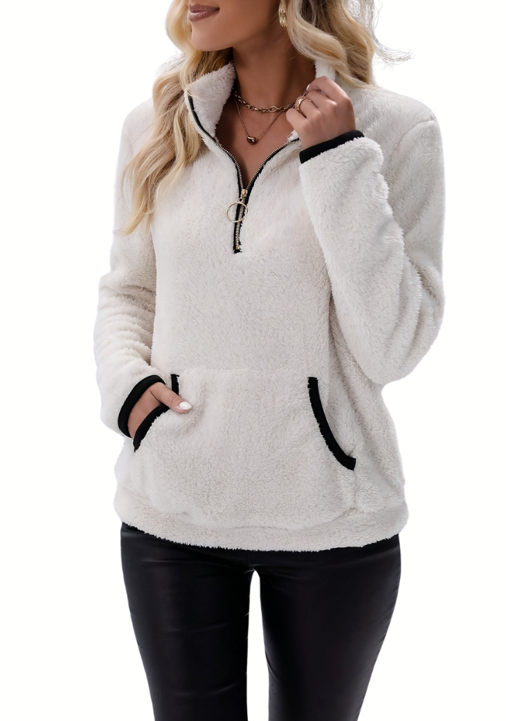 Rosely | Sweat-shirt en polaire Borg à demi-fermeture éclair