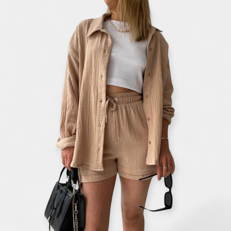 Ensemble haut d'été bicolore et short