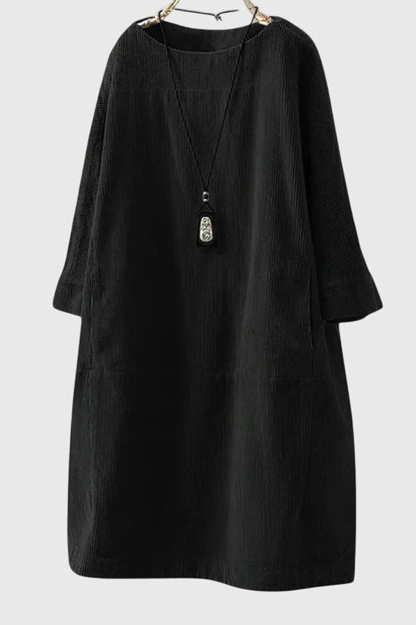 Grace | Robe midi décontractée en velours côtelé
