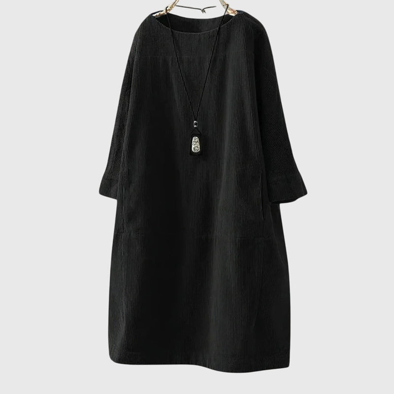 Grace | Robe midi décontractée en velours côtelé