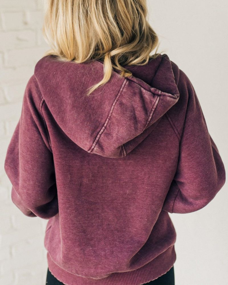 Nalas - Sweat à capuche en polaire acid wash Zip Henley