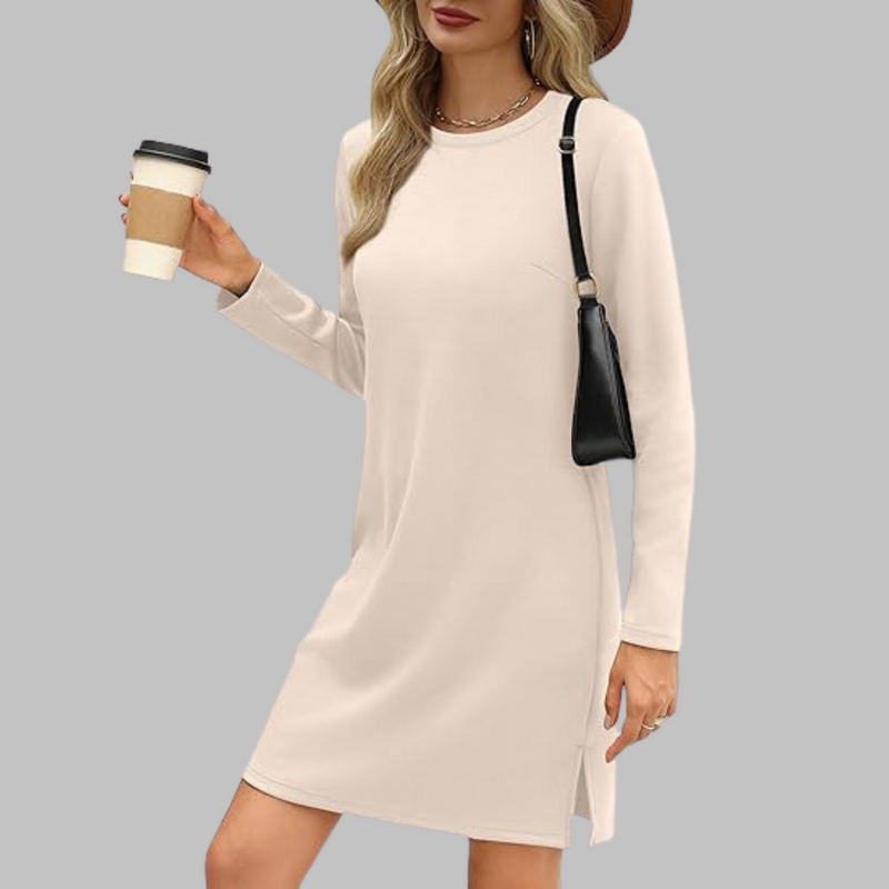 Tiana - Robe Mini Décontractée à Manches Longues et Col Rond