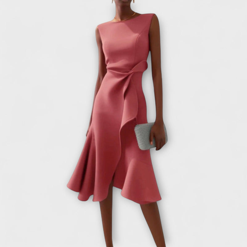 Juliette – Robe midi drapée asymétrique