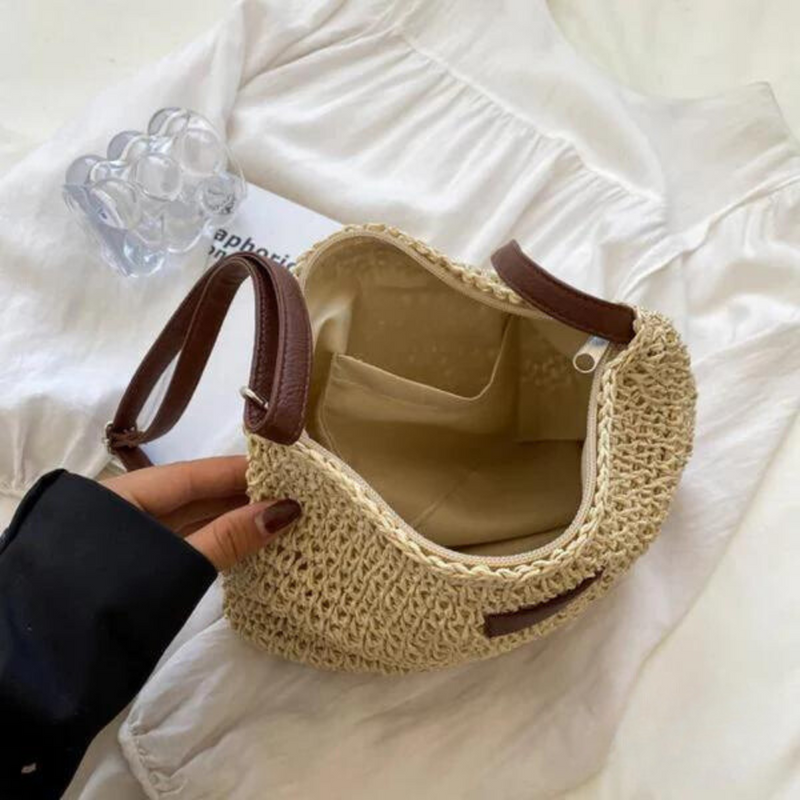 Mary - Sac bandoulière rétro en paille