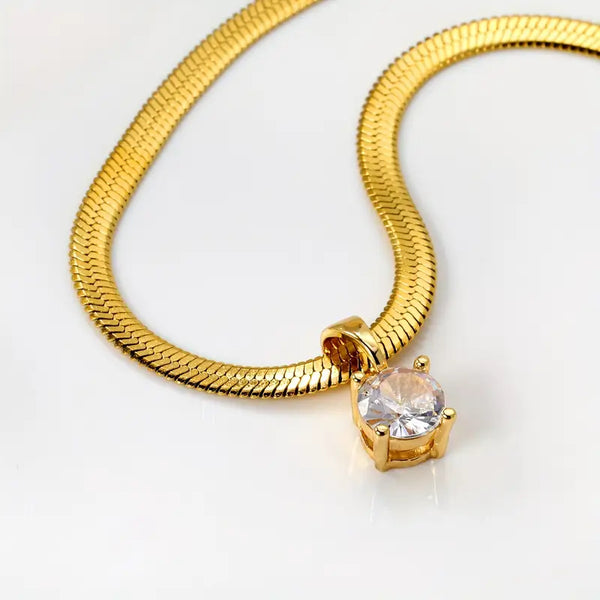 Collier pendentif élégant en strass | Or