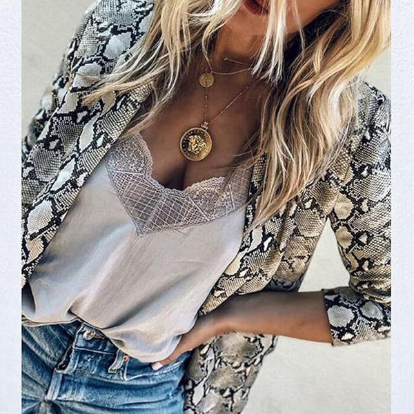 Luna™ - Blazer élégant à imprimé serpent et devant ouvert