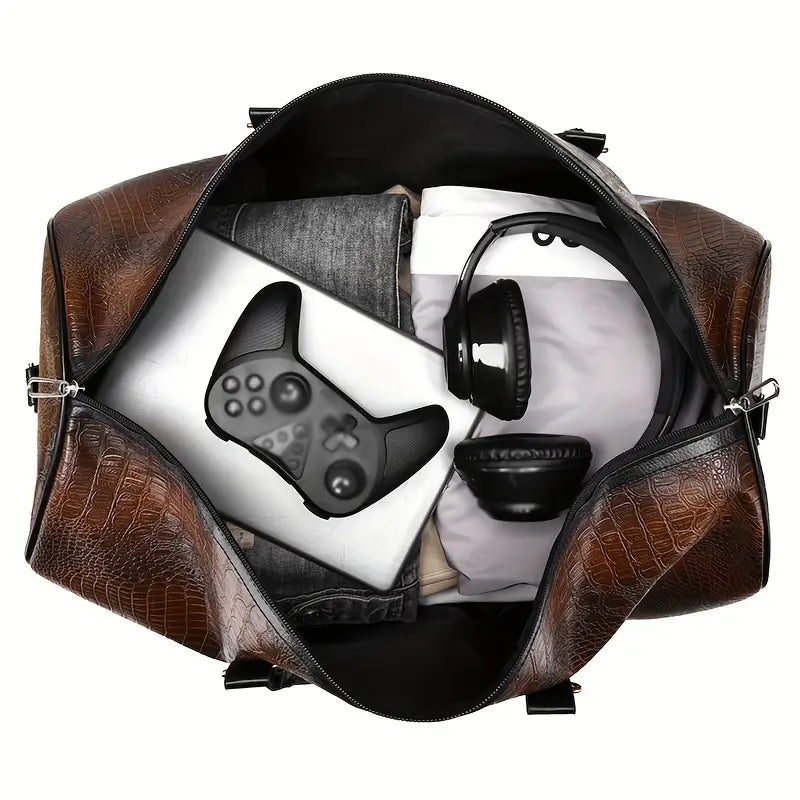 Lucas™ - Sac de voyage vintage à motif crocodile