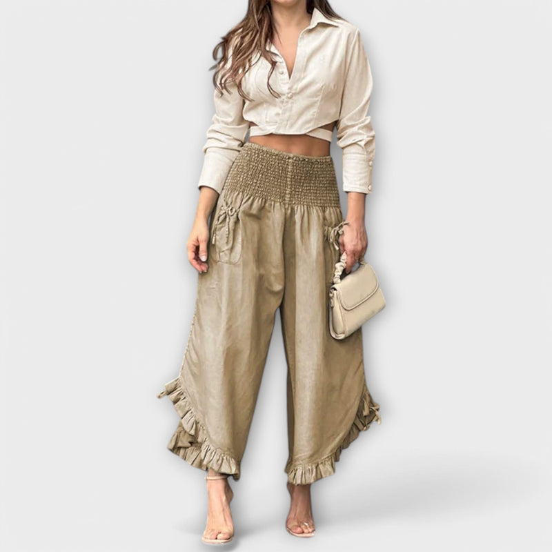 Pantalon en lin confortable avec plis modernes