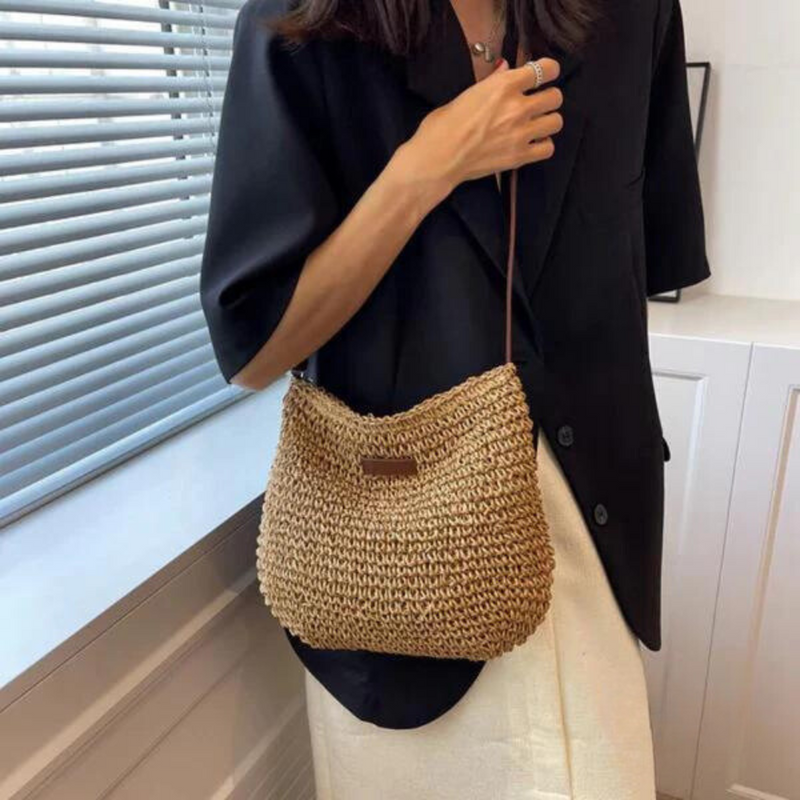 Mary - Sac bandoulière rétro en paille