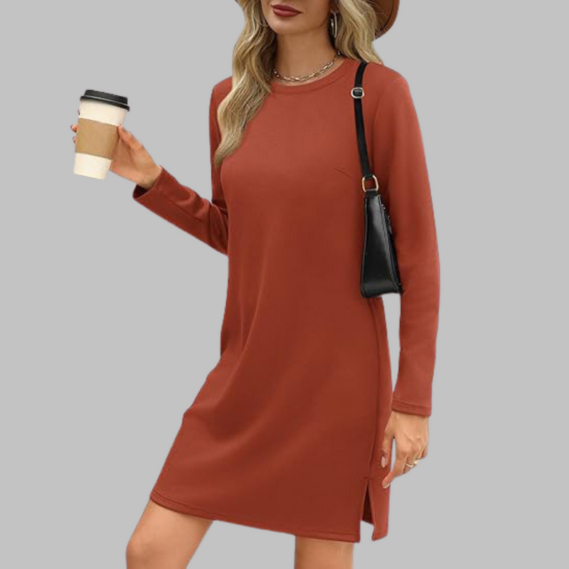 Tiana - Robe Mini Décontractée à Manches Longues et Col Rond