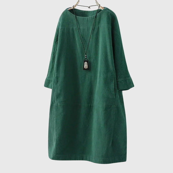 Grace | Robe midi décontractée en velours côtelé