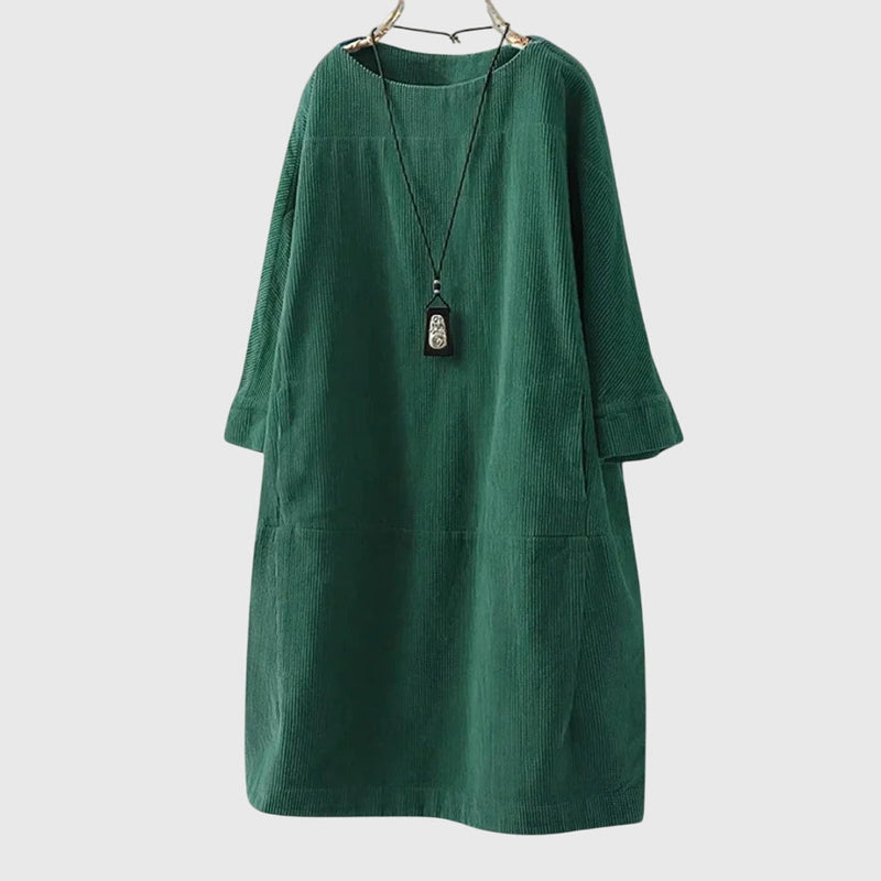 Grace | Robe midi décontractée en velours côtelé