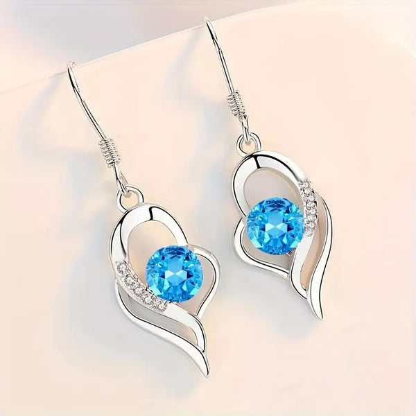 Boucles d'oreilles goutte cœur Eclipse | Or blanc