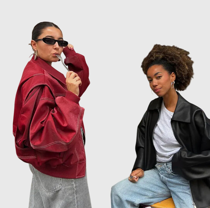 Faye™ - Veste en cuir surdimensionnée