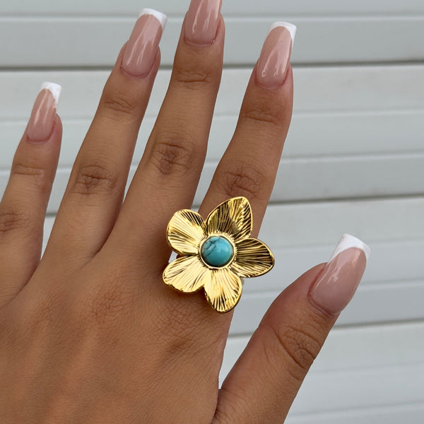 Bague fleur de dahlia ajustable