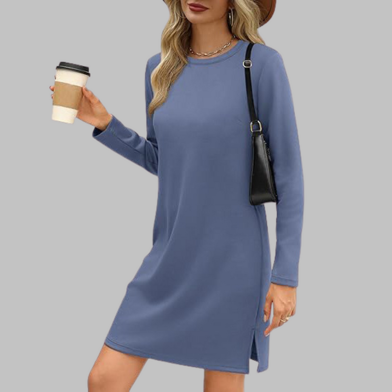 Tiana - Robe Mini Décontractée à Manches Longues et Col Rond