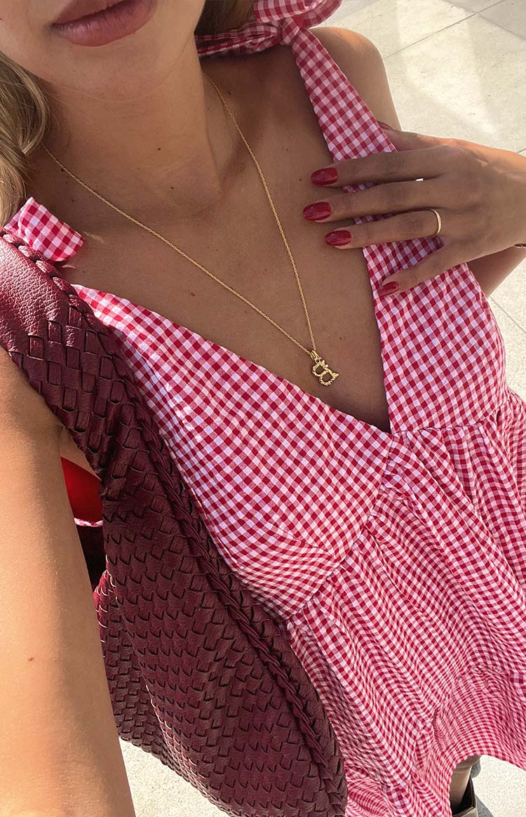 Robe mini à carreaux vichy rouge Angel Girl