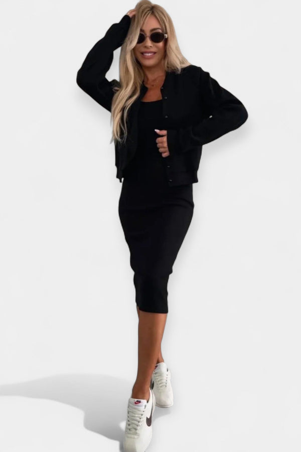 Ensemble robe midi avec veste bomber