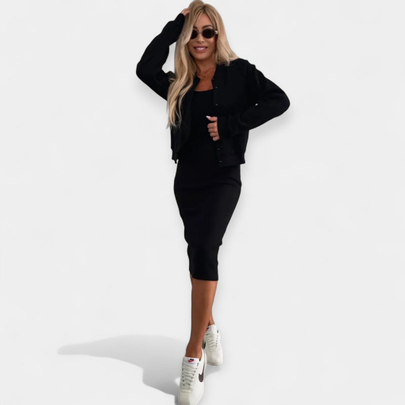 Ensemble robe midi avec veste bomber